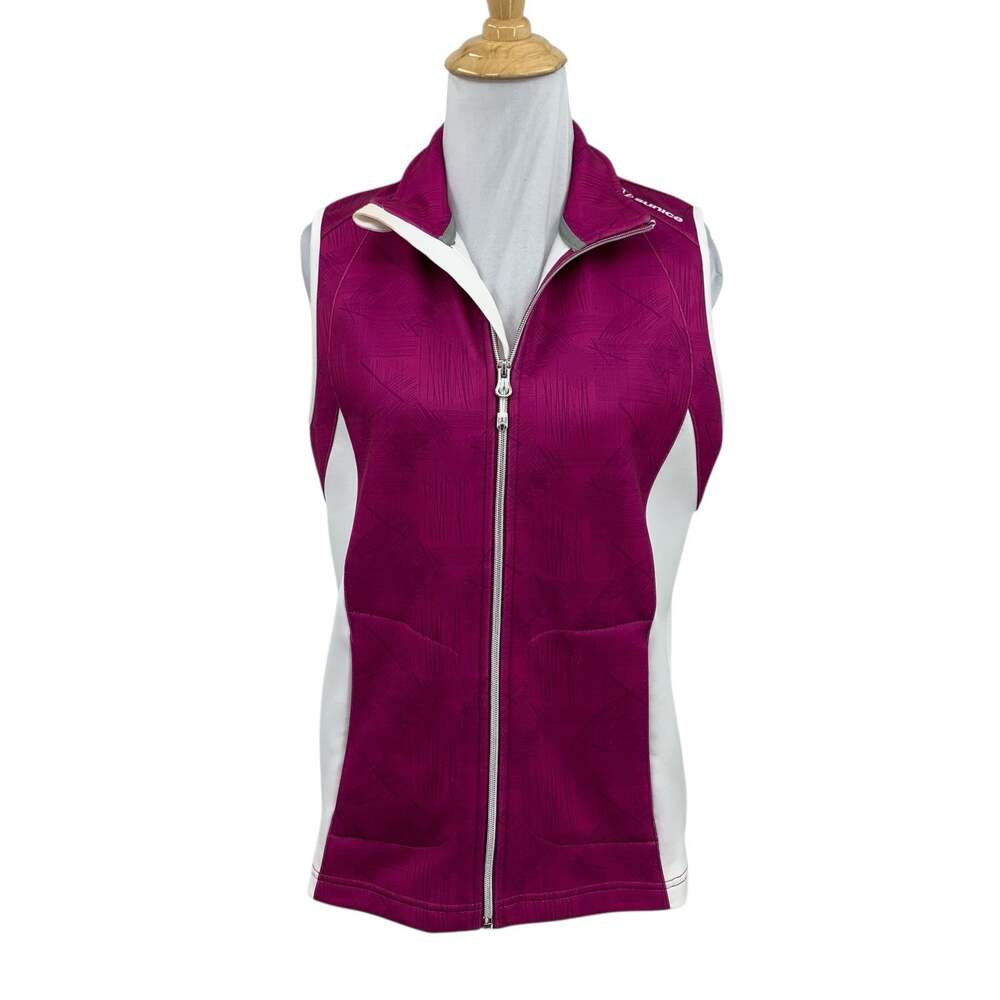 Sunice Vest Womens M Medium Berry White Fleece Lined Full Zip Mock Sleeveless